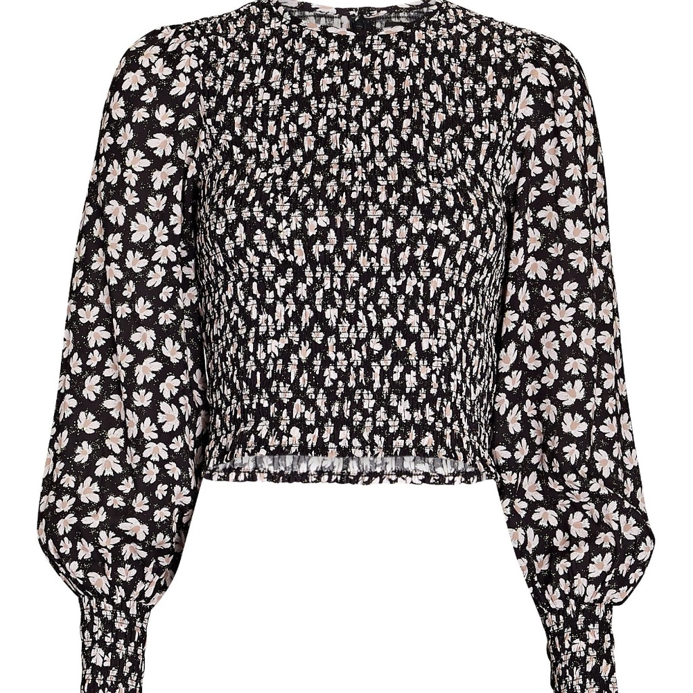 INTERMIX Bay Smocked Floral Puff Sleeve Top Size XL
